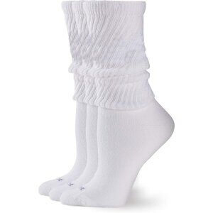 Women's White 3 Pair Loose Slouch Imported Relaxed Socks
